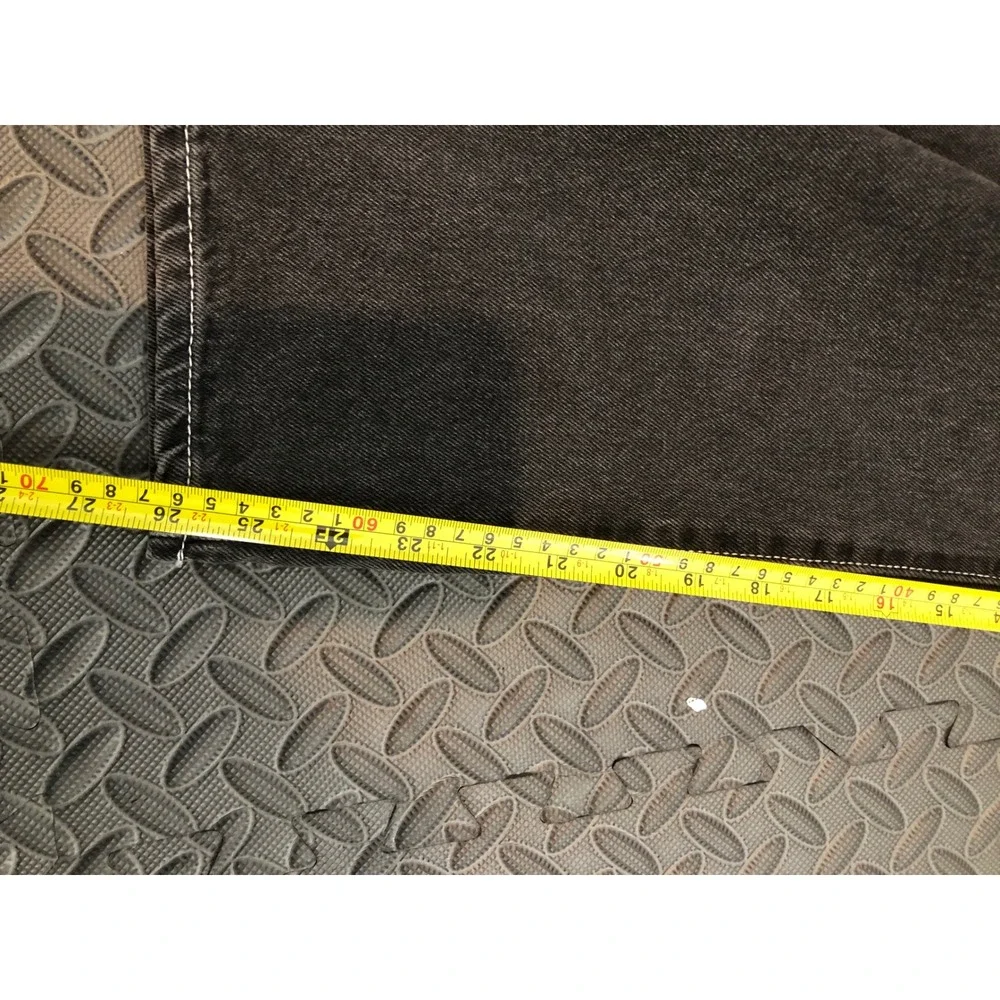 Levi's Ribcage Straight Ankle Jeans Womens 32 Black High Rise Snap Buttons